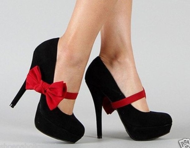 Red Black Heels With Bows