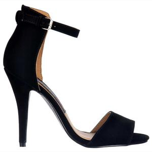 dark-hued squeak toe strappy sandals high heels