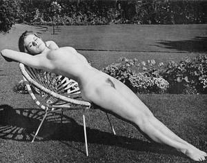 vintage naked woman sunbathing