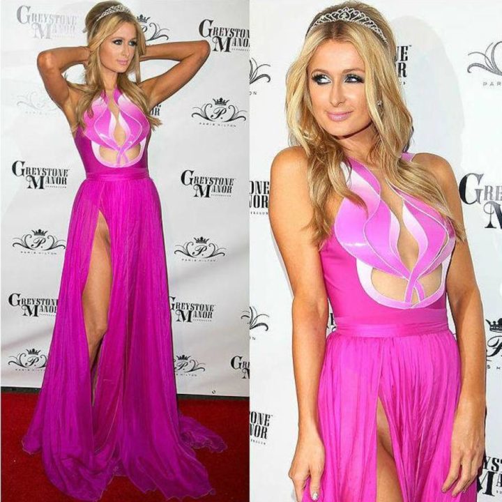 Paris Hilton Wardrobe Malfunction Dress Slit