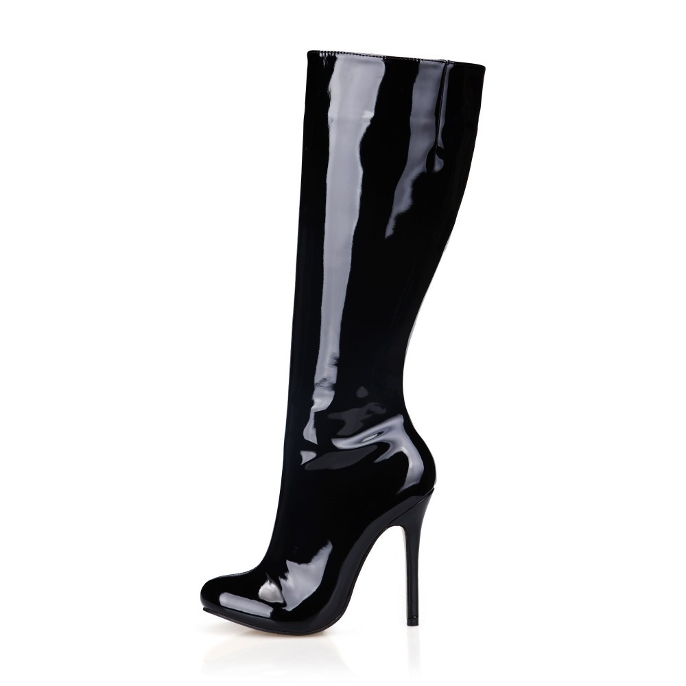 Black Leather High Heel Boots