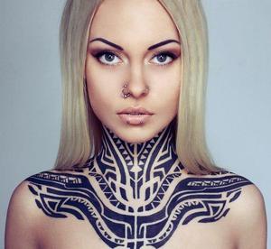 sweethearts with tribal neck tattoos
