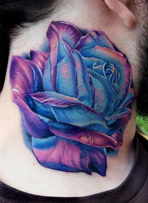 blue and purple rose tat