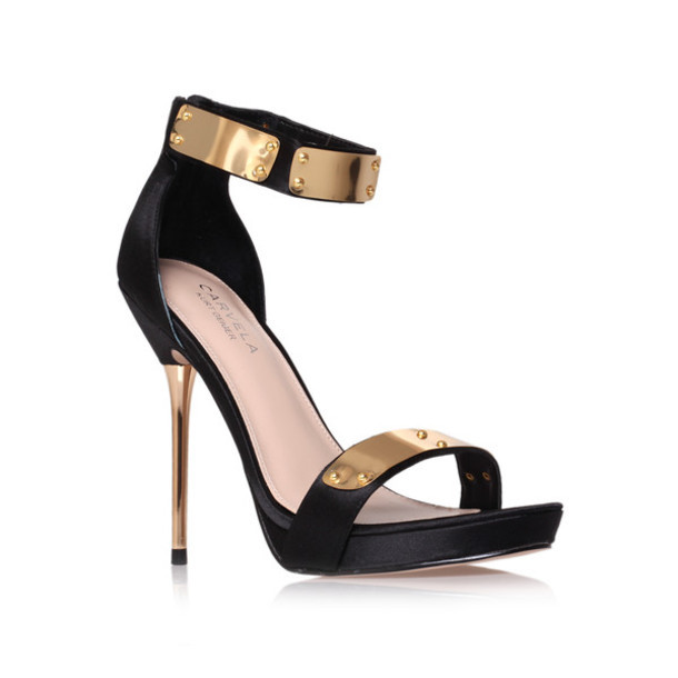 Black With Gold Ankle Strap Heels