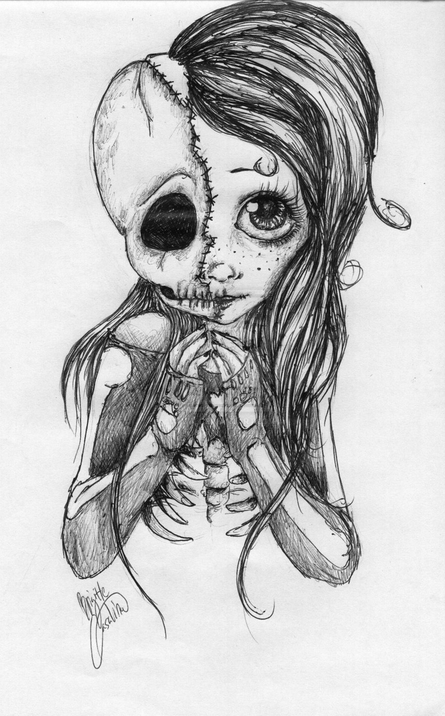 Cool Girl Skull Drawings