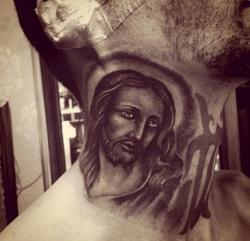 Men S Religious Neck Tattoo