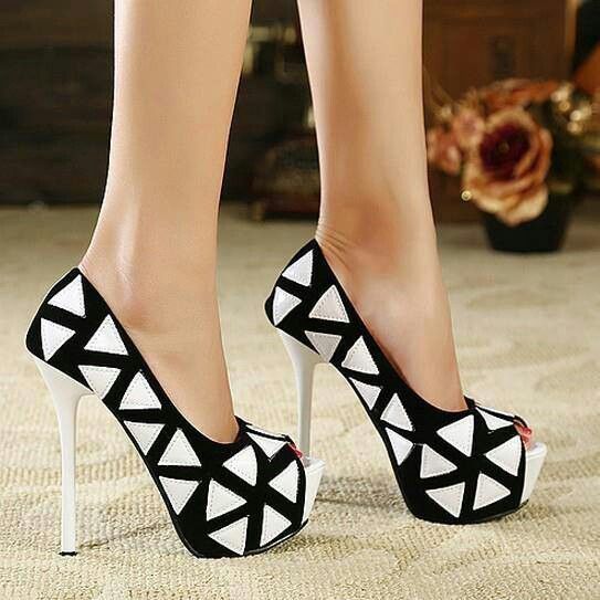 Black And White High Heel Pumps