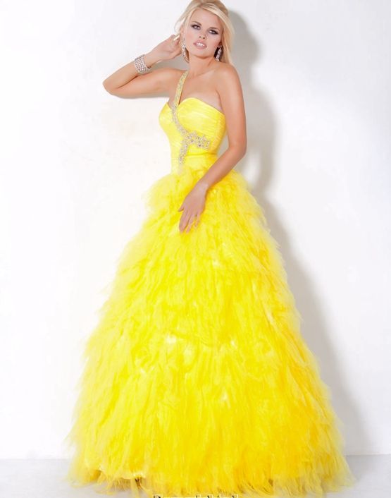 Yellow Sparkly Prom Dress