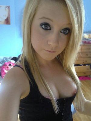 blond teenager bosom selfie