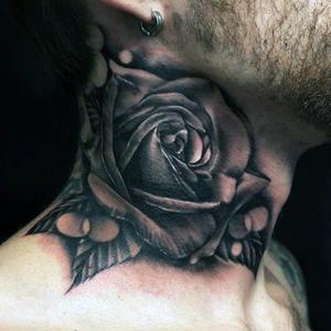 darksome rose neck tattoo