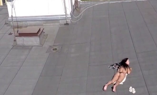 Girl Caught Drone Footage