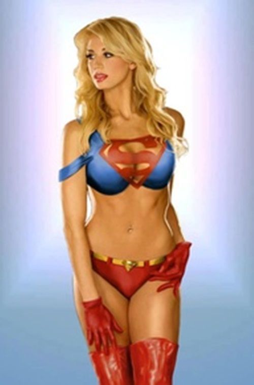 Sexy Body Paint Cosplay Supergirl Hot