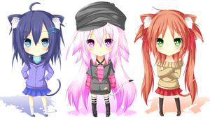 chibi anime beauty with pinkish hair and blue eyes