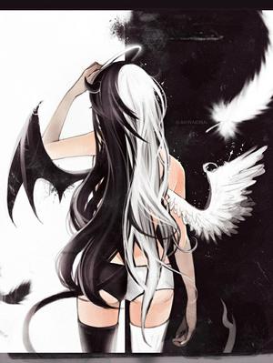 dark-hued anime angel and devil cuties