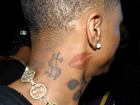 Lips Tattoo On Neck