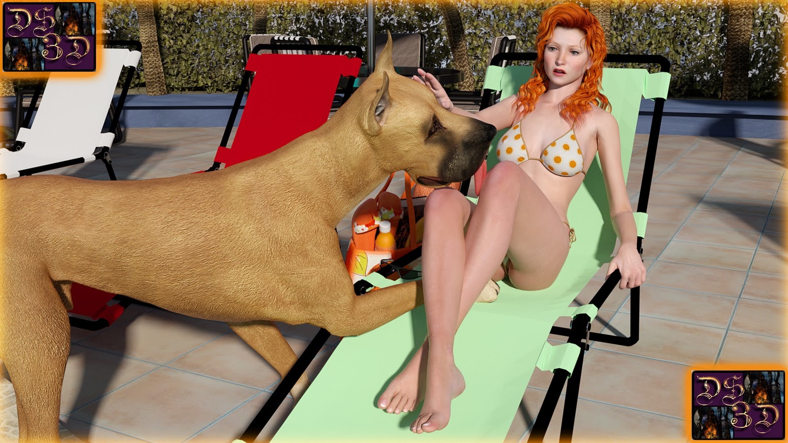 3D Beastly Vignettes Pool Dog