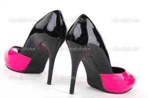 pink and darksome high heel shoes