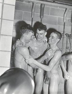 vintage nude lads locker room douche