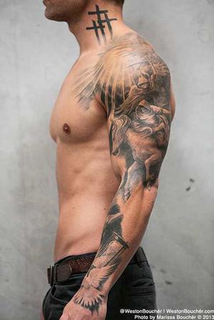 cross shoulder tattoo ideas for guys