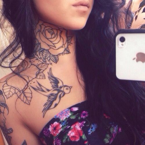 Neck Rose Tattoo Designs