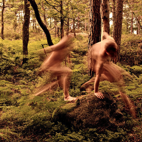 Naked Women Running Through Woods